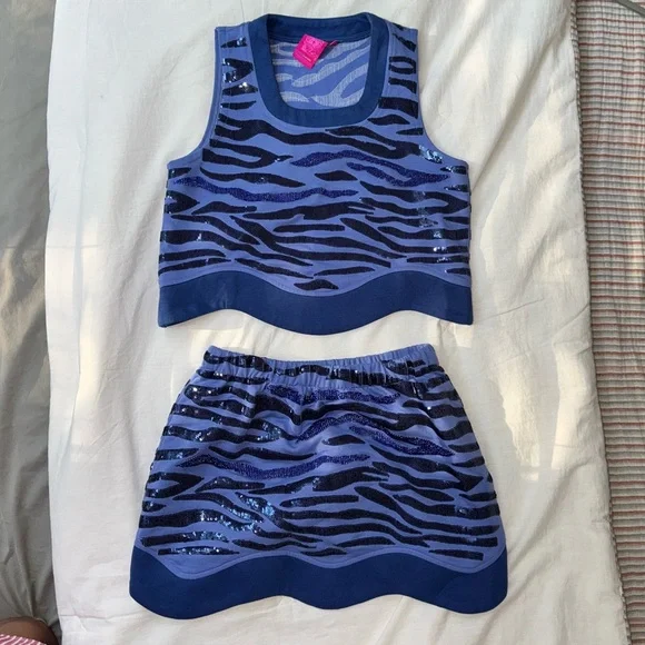 NWOT QUEEN OF SPARKLES Sequin Beaded Tiger Stripe Set - Picture 7 of 7